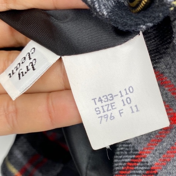 Pendleton Wool Tartan Plaid Cropped Blazer Red Black Size 10 - Picture 7 of 7